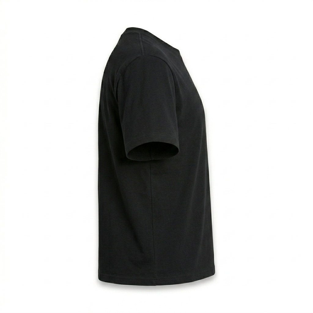 Black t-shirt on a white background