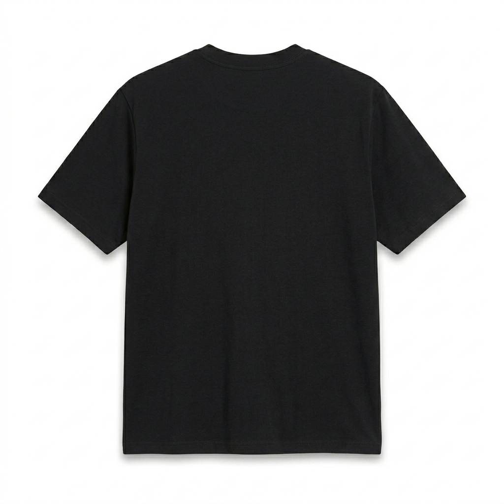 Black t-shirt on a white background